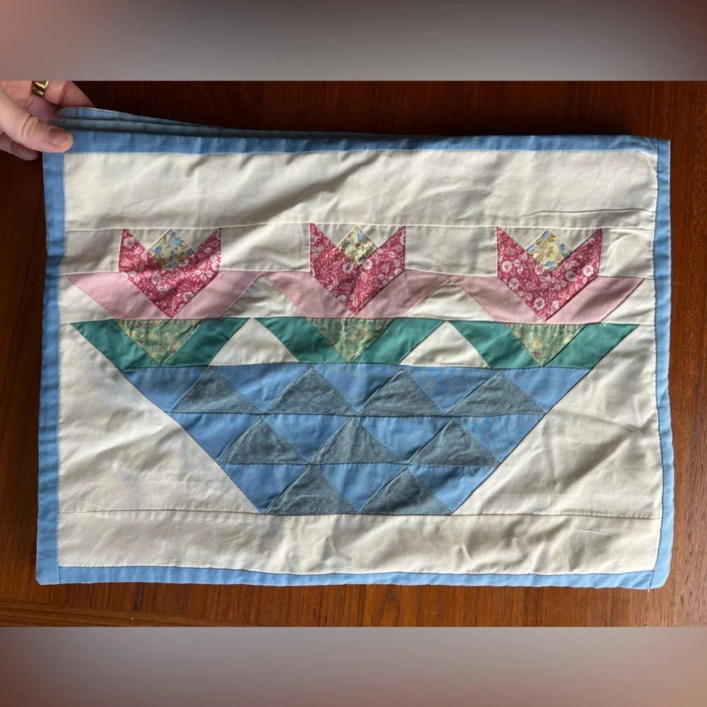Vintage American Pacific Quilted Patchwork Placemats – Set of 4 Blue Farmhouse
